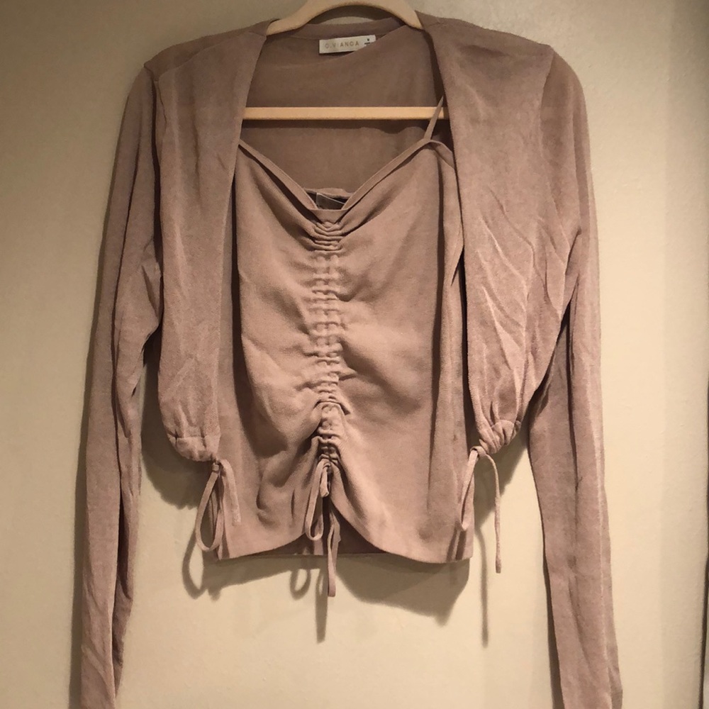 Two piece crop top and jacket